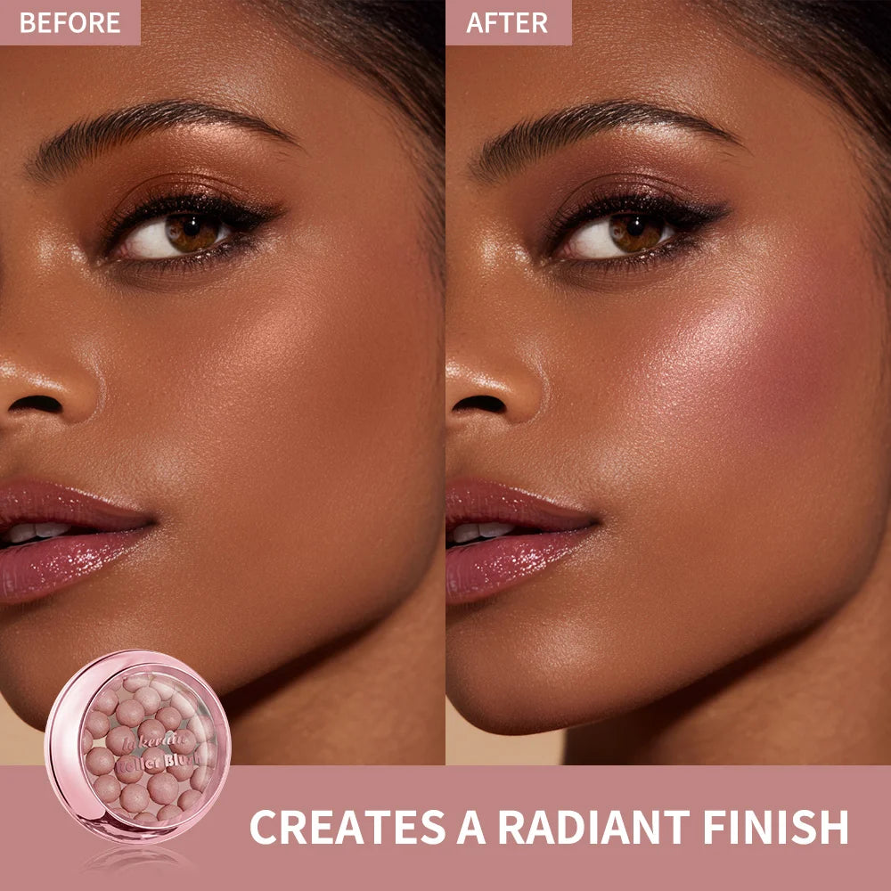 Blush Sphérique à Rouleau avec Pinceau — Maquillage Naturel, Longue Tenue, Fini Perlé, Pour Joues et Contour du Visage, Cosmétiques pour Femmes