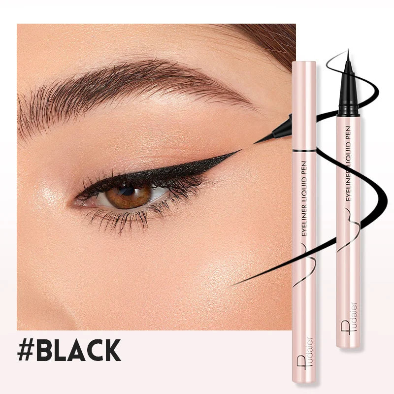 Crayon eyeliner liquide noir waterproof ultra-fin, anti-bavures, longue tenue, application lisse, effet ver de soie