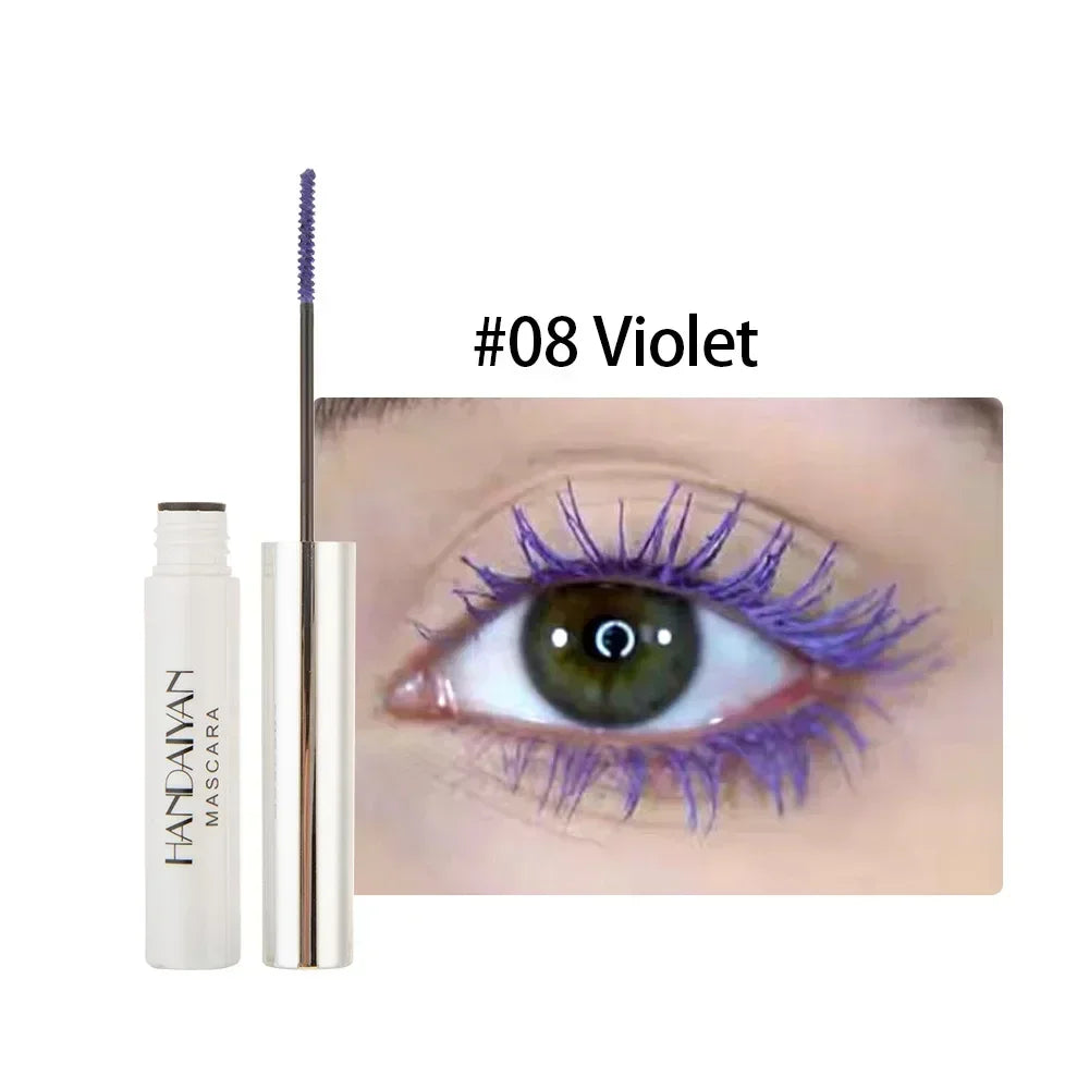 Mascara 12 couleurs waterproof séchage rapide cils recourbés et allongés bleu, rouge, violet, noir, blanc, doré