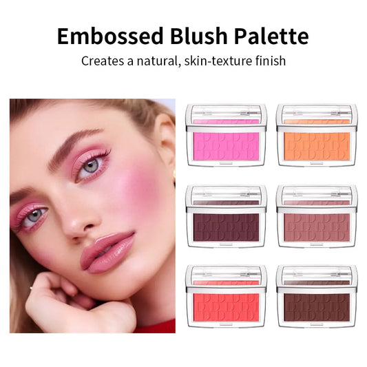 Palette de blush embossée – Blush rosé en poudre pour visage, effet 3D en relief – Contour des joues, teinte marron, maquillage rouge