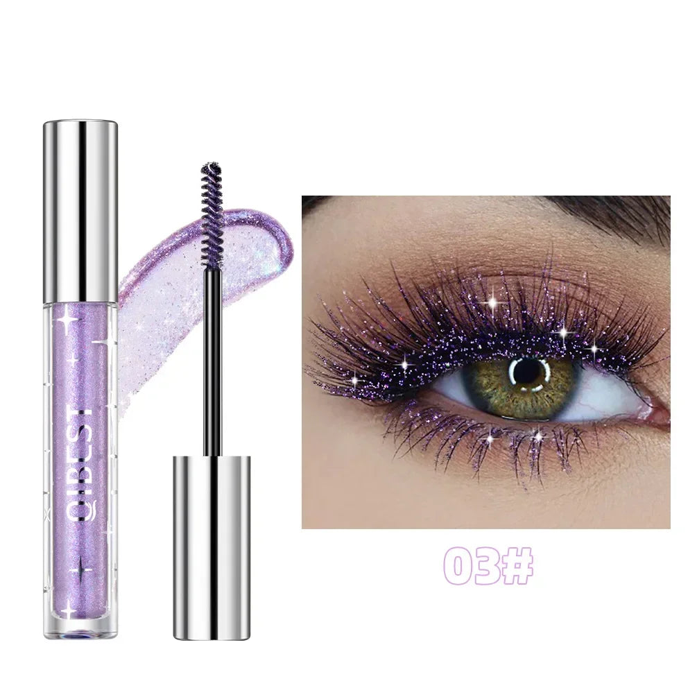 Mascara pailleté argent, or, violet diamant séchage rapide longue tenue waterproof recourbant épais brillant cils sexy
