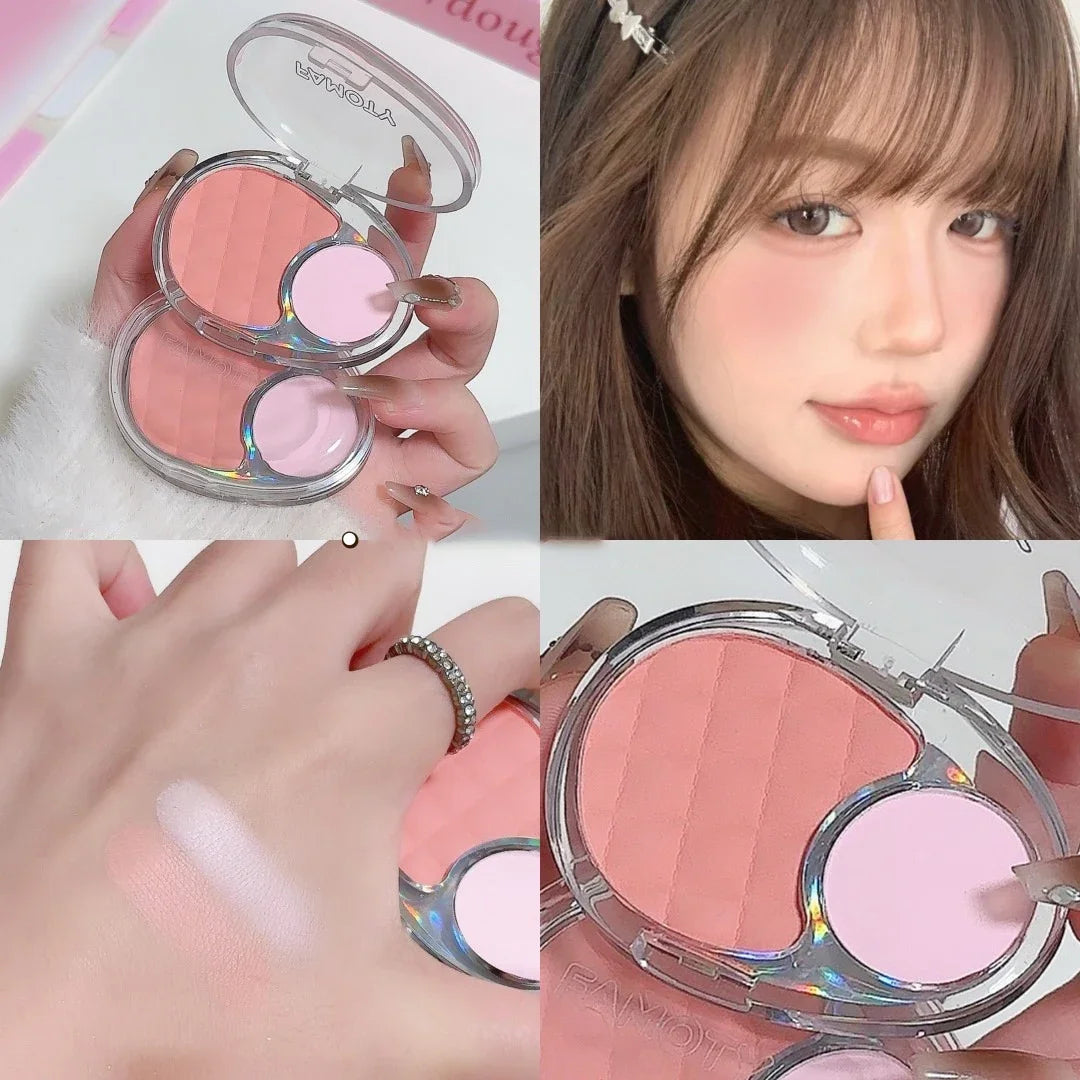 Palette Blush Éclaircissante et Brillante — Fard Velours Mist, Highlighter, Fini Mat et Pailleté, Ombre pour Contour des Joues
