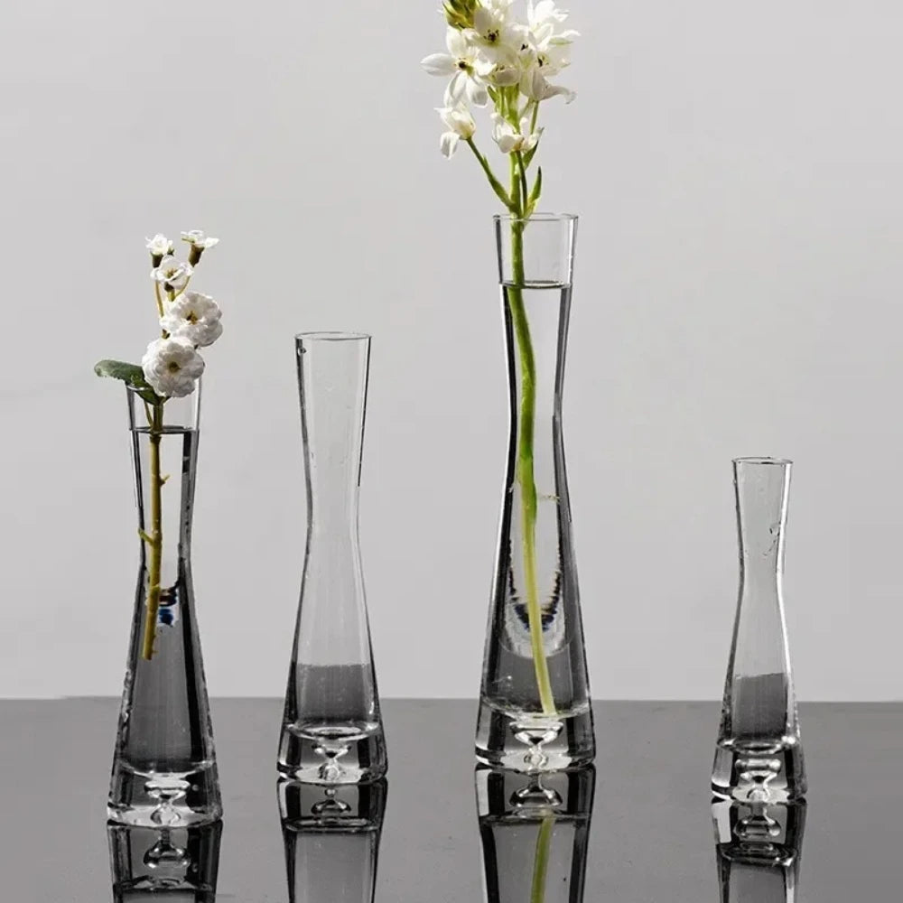 Elegant Slanted Glass Vase – European Style Hydroponic Flower Vase for Home Decor