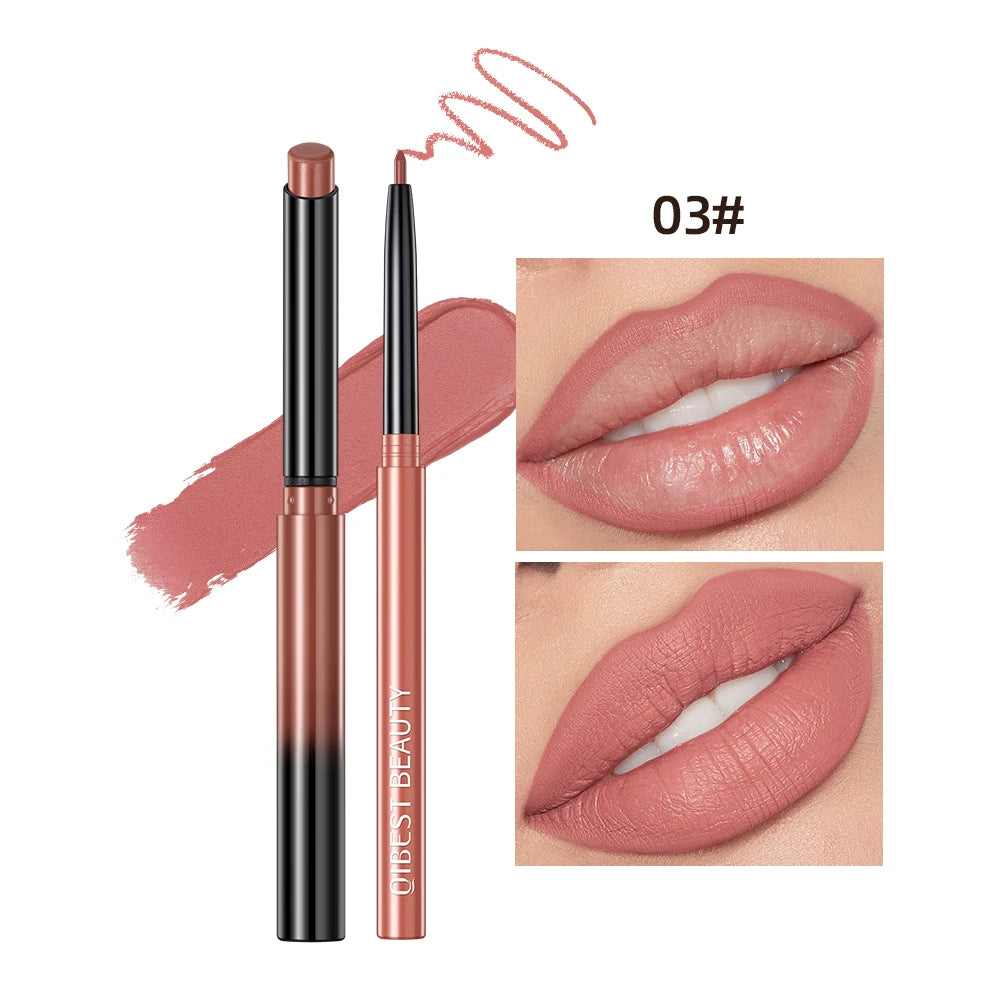 Set  2 pièces crayon rouge à lèvres et contour mat nude waterproof longue tenue maquillage lèvres femme