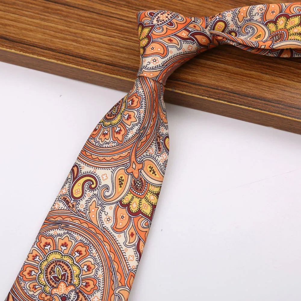 « Cravate Homme 8 cm – Imprimé Paisley & Floral »
