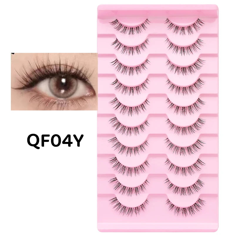 10 paires de cils naturels – Cils manga en bande complète, maquillage – Vente en gros, dropshipping, extensions de cils, faux cils style anime