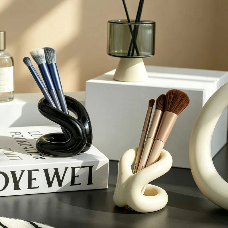 Abstract Ceramic Makeup Brush Holder
