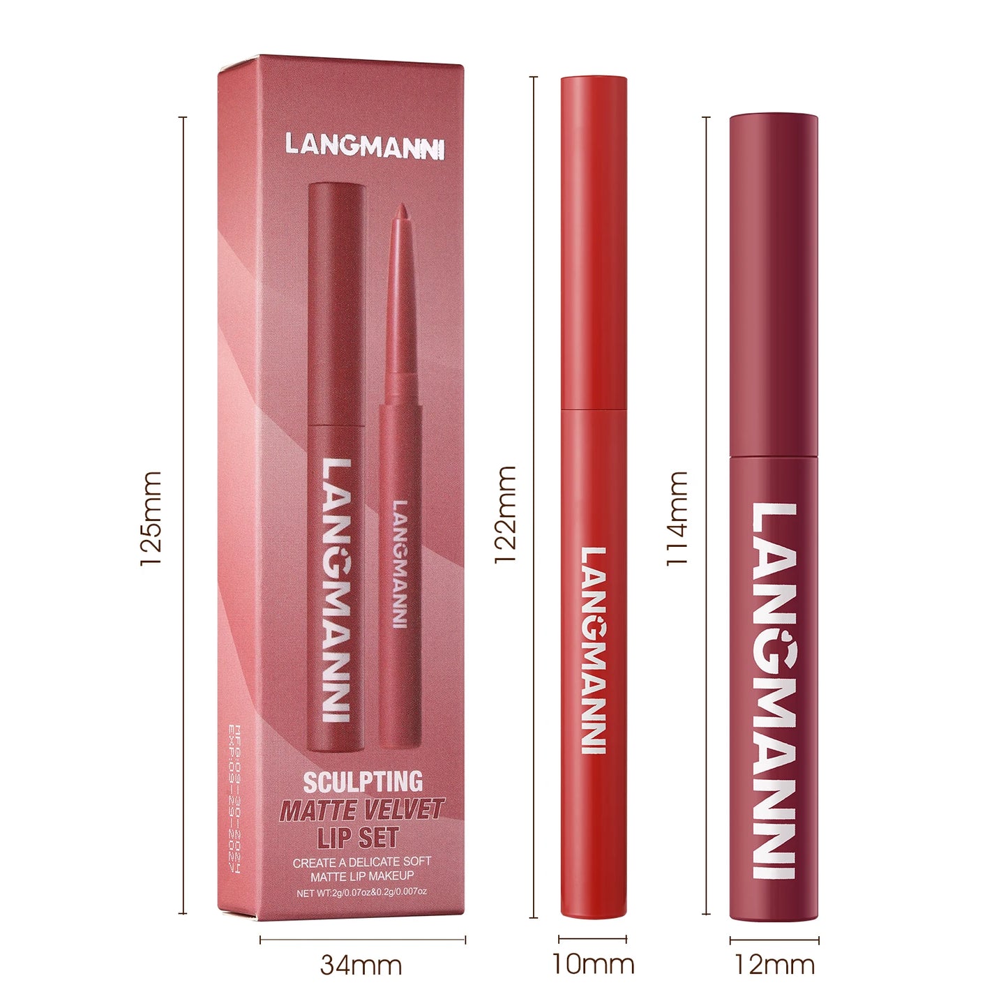 Set intégré rouge à lèvres + crayon contour waterproof – Tenue durable, sans bavure et sans transfert | Couleur longue durée | Facile à appliquer pour un maquillage lèvres parfait