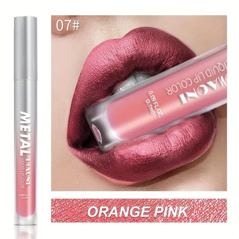 Rouge à lèvres liquide métallique à paillettes, scintillant, imperméable, longue durée, facile à colorer, tasse antiadhésive, cosmétiques de maquillage