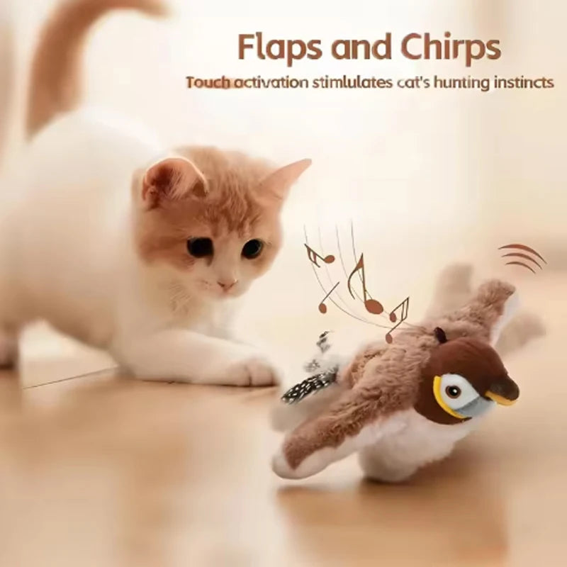 Rechargeable Interactive Flapping Bird Cat Toy with Catnip