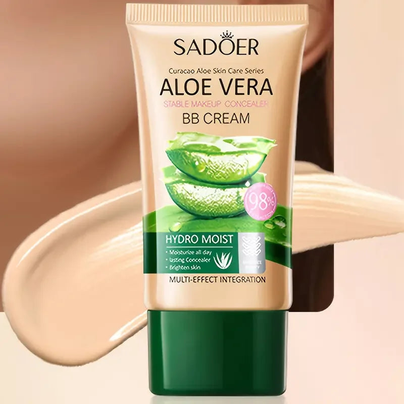 BB Cream à l’Aloe Vera – Hydratante et Correctrice, Collagène, Couvrance Totale, Fond de Teint Longue Tenue et Léger