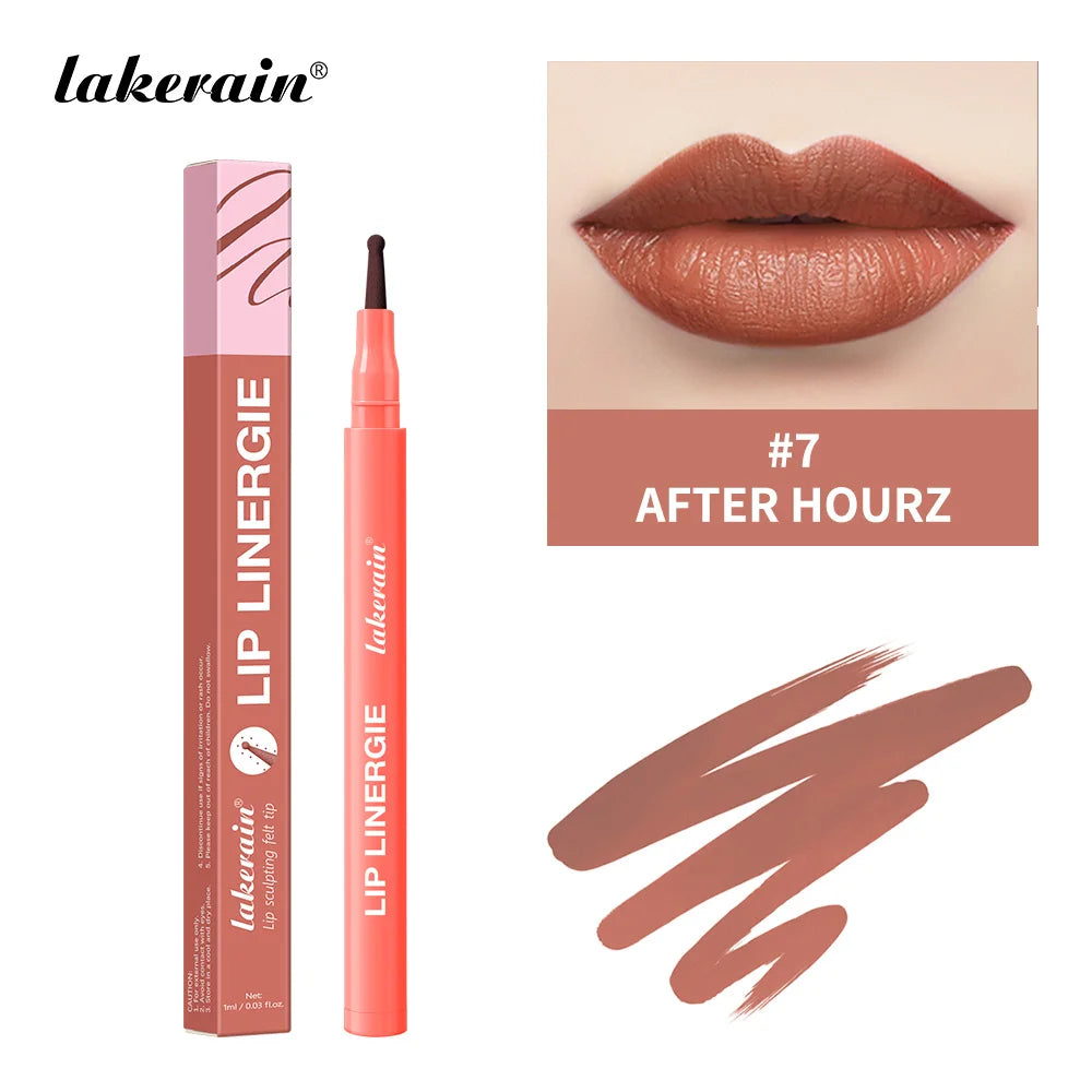 Crayon à Lèvres – Pointe Bille Flexible, Longue Tenue, Waterproof, Anti-Transfert et Anti-Bavure, 8 Couleurs, Maquillage des Lèvres