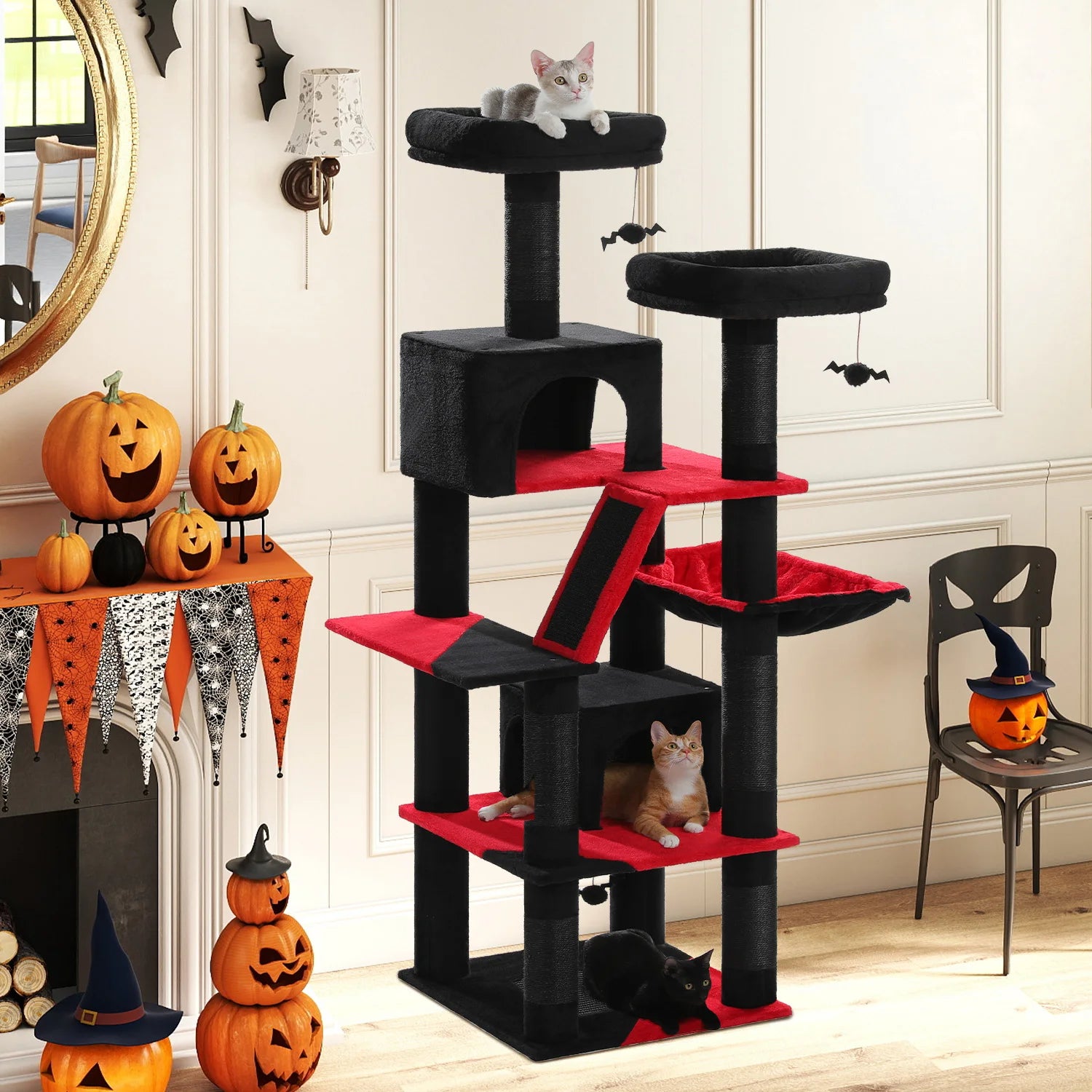 Multi-Level Cat Tree Tower – Cat Condo, Hammock & Scratching Activity Center