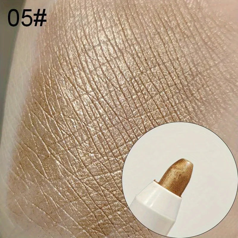 1 crayon fard à paupières gris, marron et blanc, longue tenue, nacré et pailleté, monochrome, illuminateur