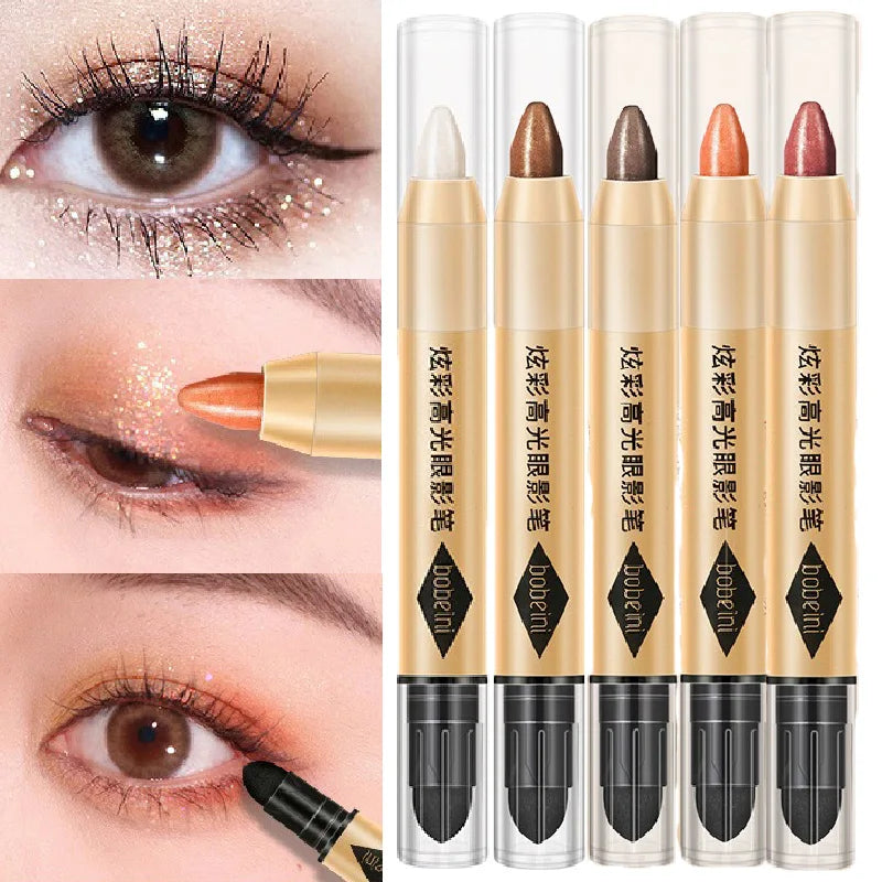 Crayon fard à paupières double embout pailleté, illuminateur, fard à paupières mat, maquillage éclatant, eyeliner