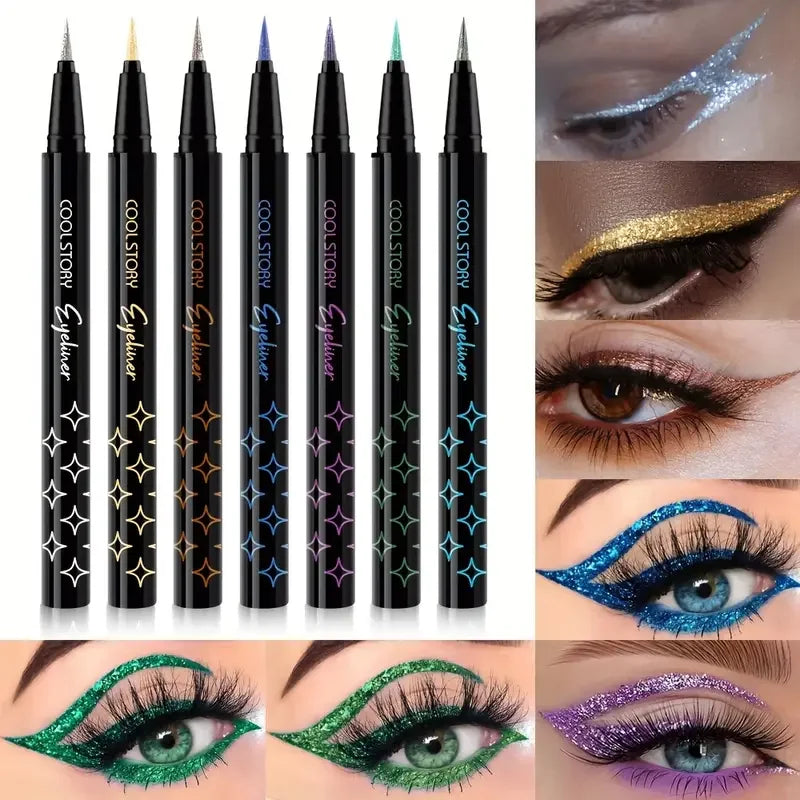 Stylo Eyeliner nacré à paillettes, stylo fard à paupières en ver à soie métallique, éclaircissant pour les yeux, séchage rapide, maquillage longue durée et imperméable