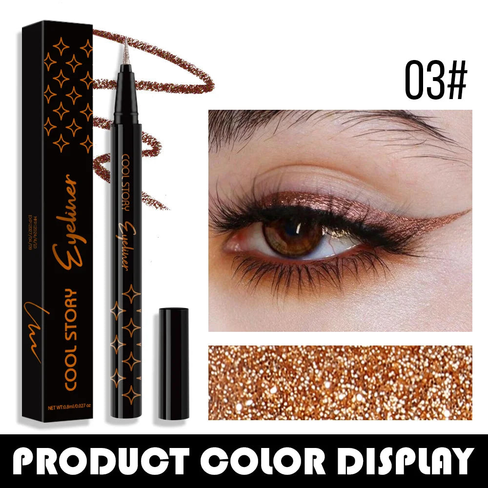 Stylo Eyeliner nacré à paillettes, stylo fard à paupières en ver à soie métallique, éclaircissant pour les yeux, séchage rapide, maquillage longue durée et imperméable