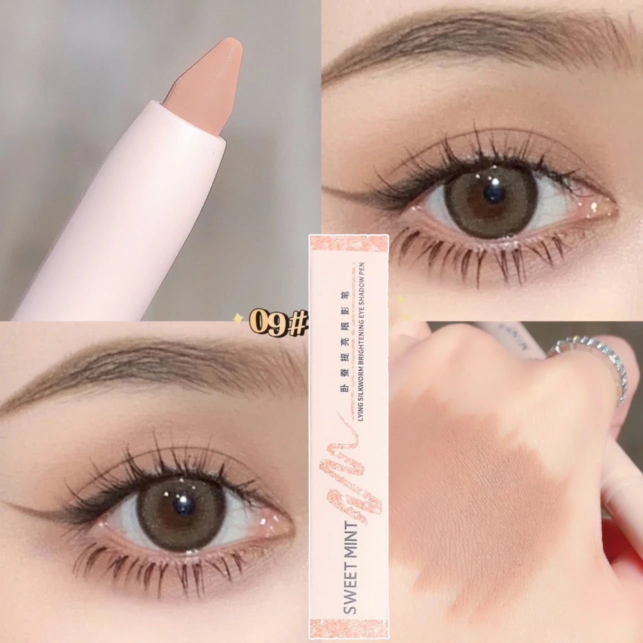 Crayon Eyeliner Blanc Pailleté – 15 Couleurs, Mat Marron, Rose, Effet Perlé, Maquillage des Yeux, Stylo Silkworm, Illumine le Regard