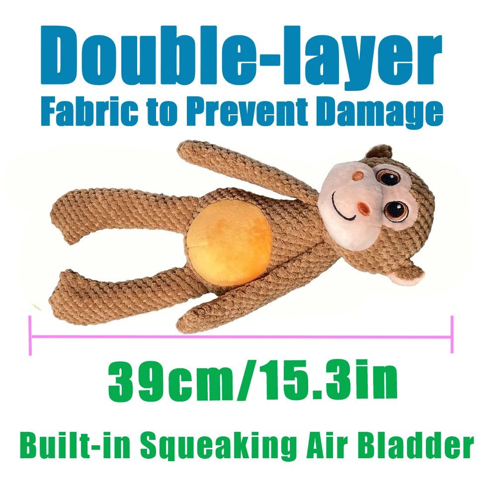 Durable Long-Legged Monkey Plush Dog Toy – Squeaky Interactive Chew Toy