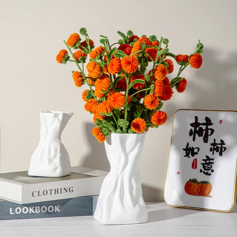 Modern White Decorative Vase – Minimalist Flower Vase for Home & Table Decor