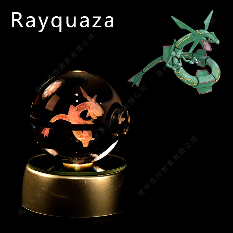 3D Pokémon Crystal Ball Night Light – Pikachu, Gengar & Mewtwo LED Glass Lamp
