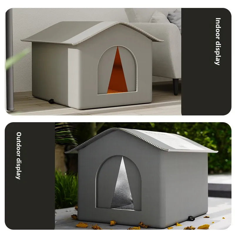 Waterproof Outdoor Pet House – Foldable Warm Shelter for Cats & Small Dogs