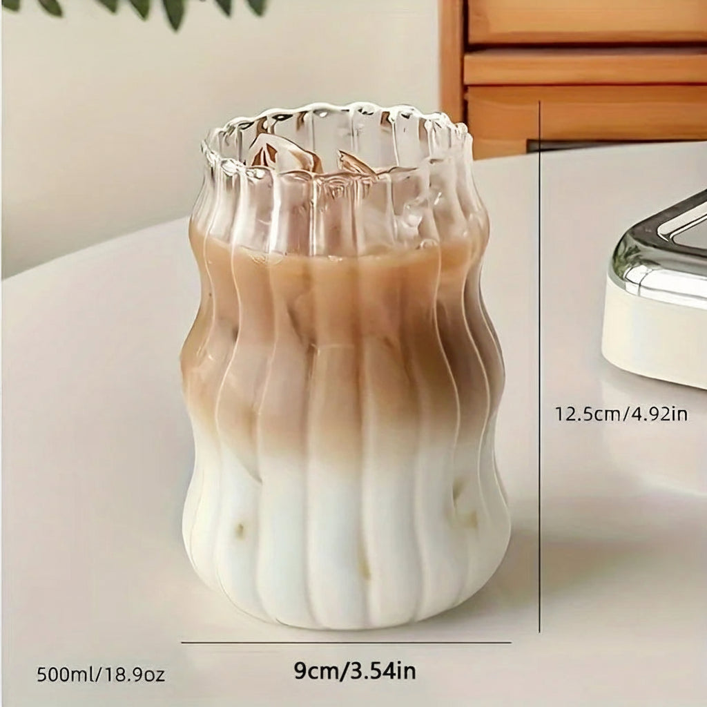 INS Stripe Glass Cups – Heat-Resistant Transparent Coffee, Tea & Juice Tumblers (2/4/6 PCS)