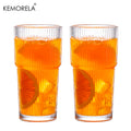 600ml Ribbed Glass Coffee Cup with Lid & Straw – Transparent Tumbler for Iced Coffee, Juice & Cold Drinks