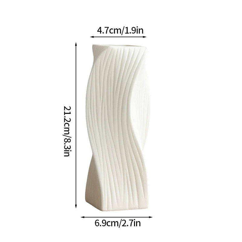 Modern White Decorative Vase – Minimalist Flower Vase for Home & Table Decor