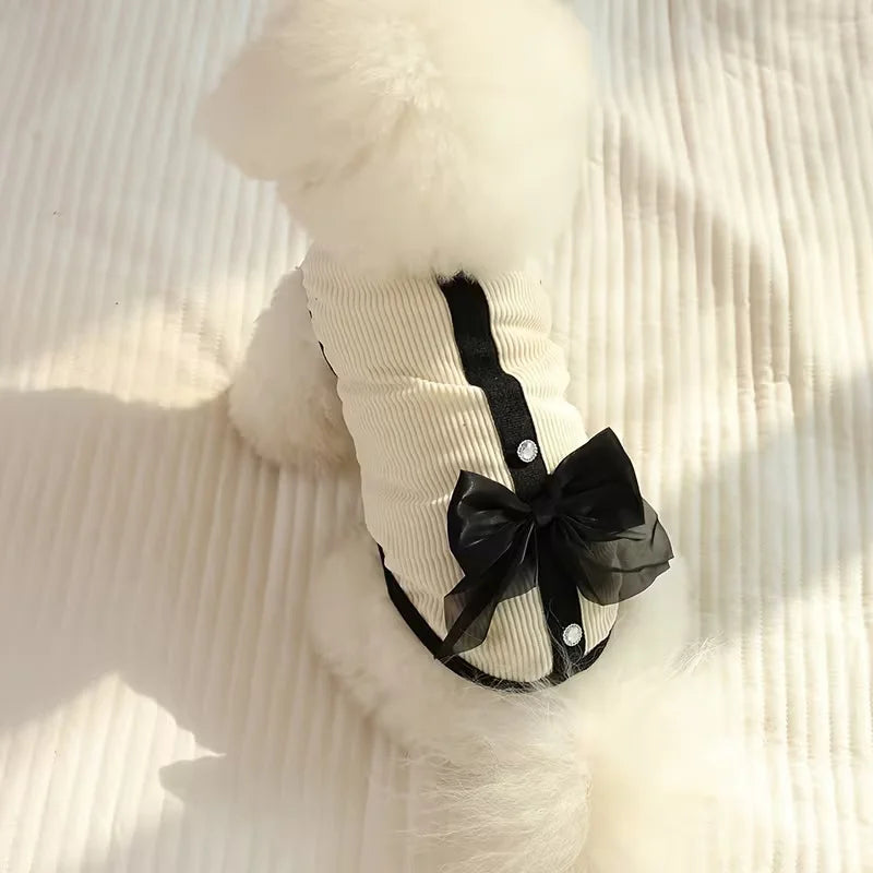 Luxury Lace Dog Dress for Small Dogs – Elegant Bow Puppy Outfit