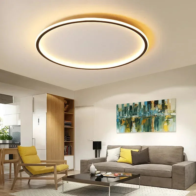 Modern LED Ceiling Light – Circular Flush Mount Fixture for Living Room, Bedroom & Hallway
