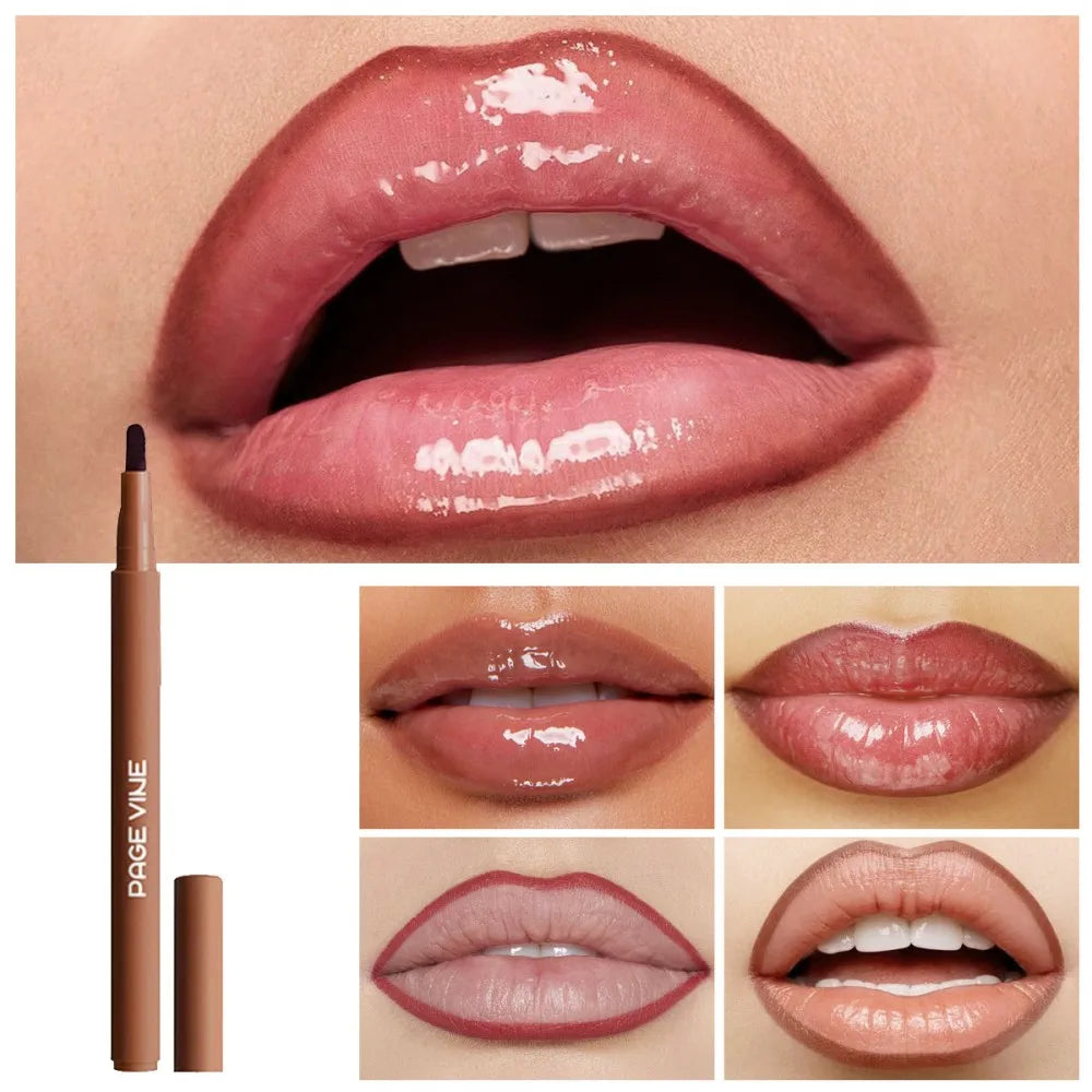Crayon à Lèvres Velours Marron – Nude Mat, Waterproof, Anti-Transfert, Contour Cerise Rouge, Maquillage des Lèvres pour Femmes