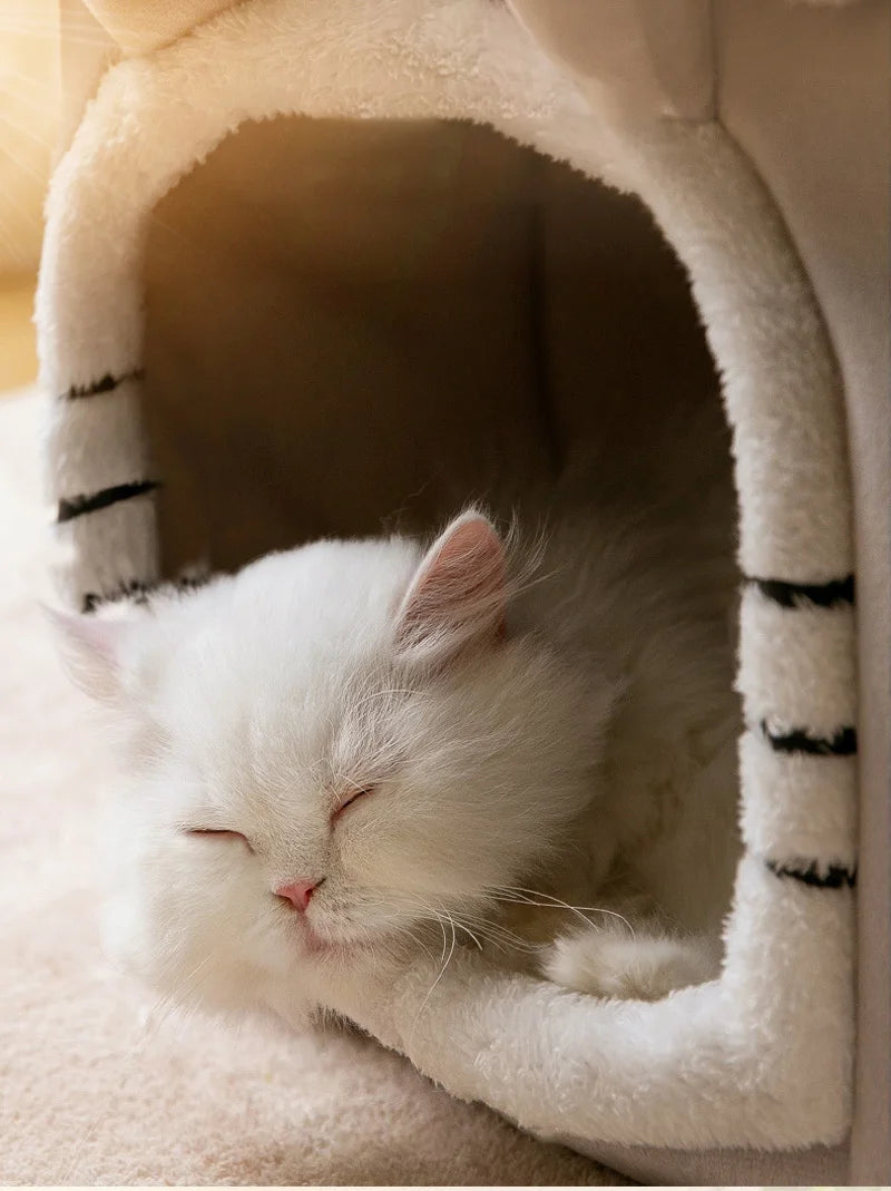 Foldable Cozy Pet House Bed – Warm Cave Bed for Small Dogs & Cats