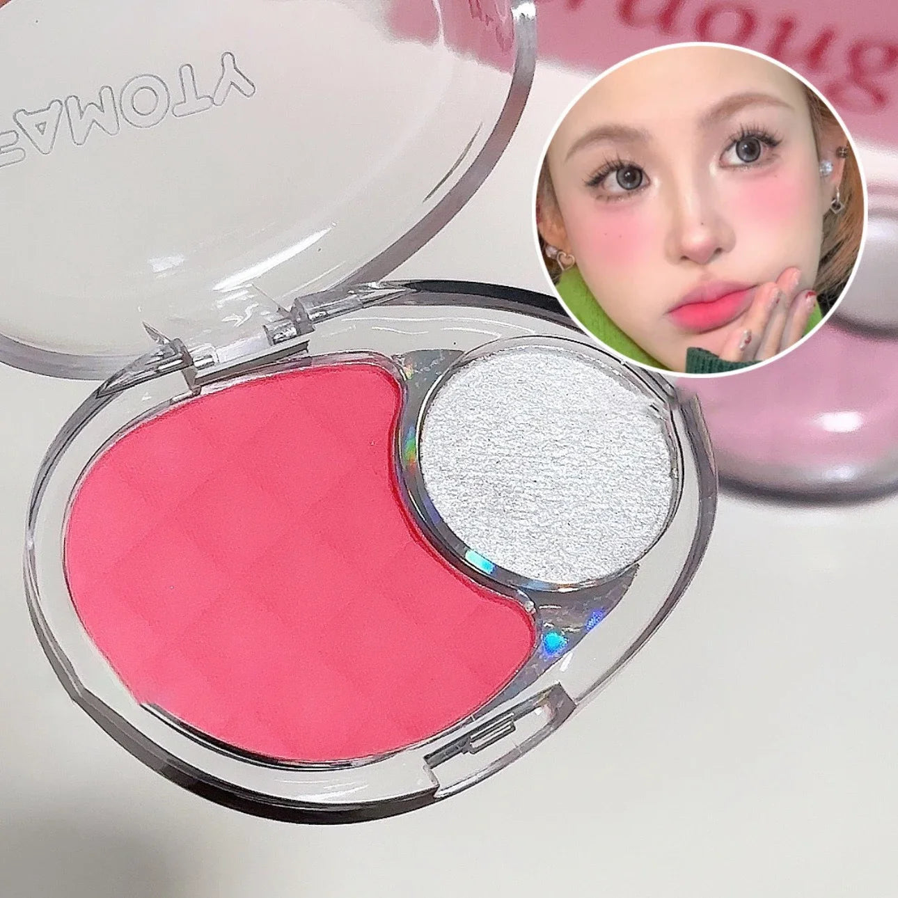 Palette Blush Éclaircissante et Brillante — Fard Velours Mist, Highlighter, Fini Mat et Pailleté, Ombre pour Contour des Joues