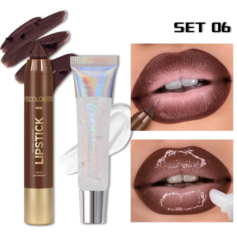 Set Lèvres – Crayon à Lèvres et Gloss, Contour Parfait, Hydratant, Lèvres Sublimes