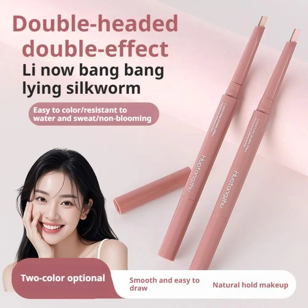 Crayon illuminateur double embout effet ver à soie couché, stylo maquillage, contour des yeux liquide nude, eyeliner et fard à paupières, stick illuminateur pour les yeux
