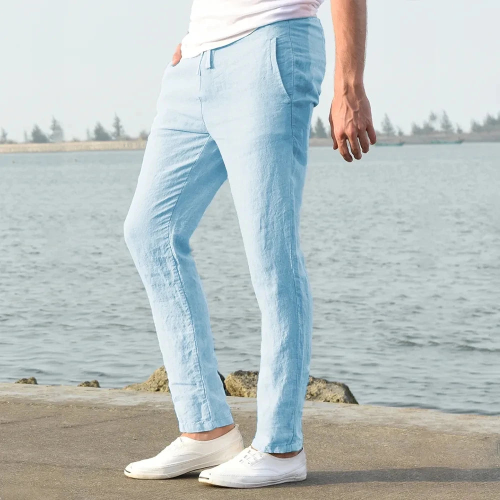 Pantalon Homme en Coton et Lin