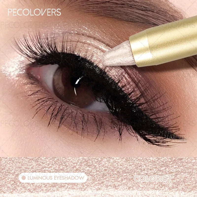 Crayon fard à paupières tube doré, plusieurs couleurs, illuminateur yeux, effet lumineux, waterproof et résistant à la transpiration