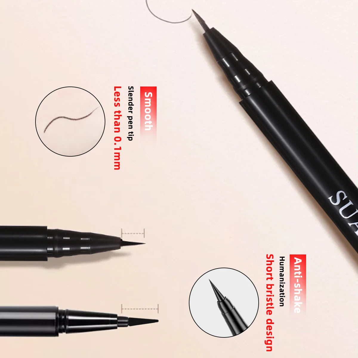 Eyeliner Liquide Noir Doux — Application Fluide à Séchage Rapide, Résistant à l’Eau, Tenue Longue Durée, Sans Fuite d’Encre, Ne Bave Pas, Crée un Trait Précis et Intense pour un Regard Élégant