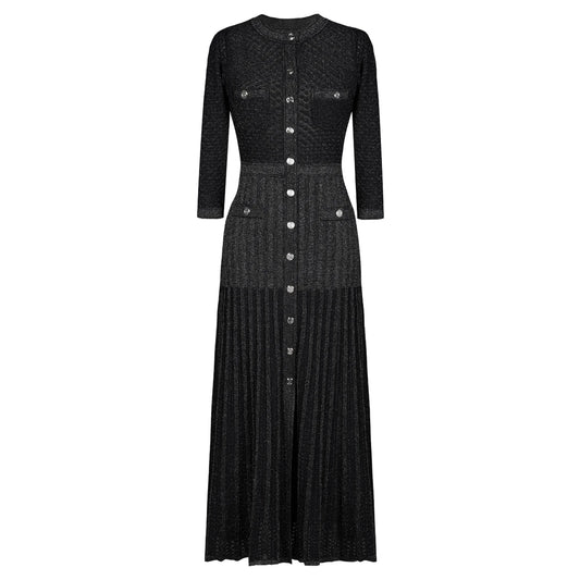 Robe Longue Femme Slim avec Boutons – Style High Street Élégant Printemps Été