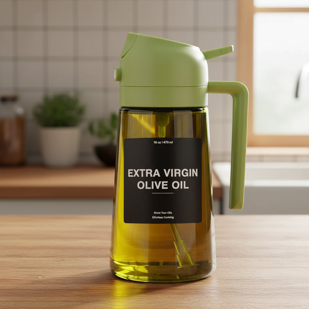 470ml 2-in-1 Oil Sprayer for Cooking – Olive Oil Dispenser & Spray Bottle with Thick Glass Design