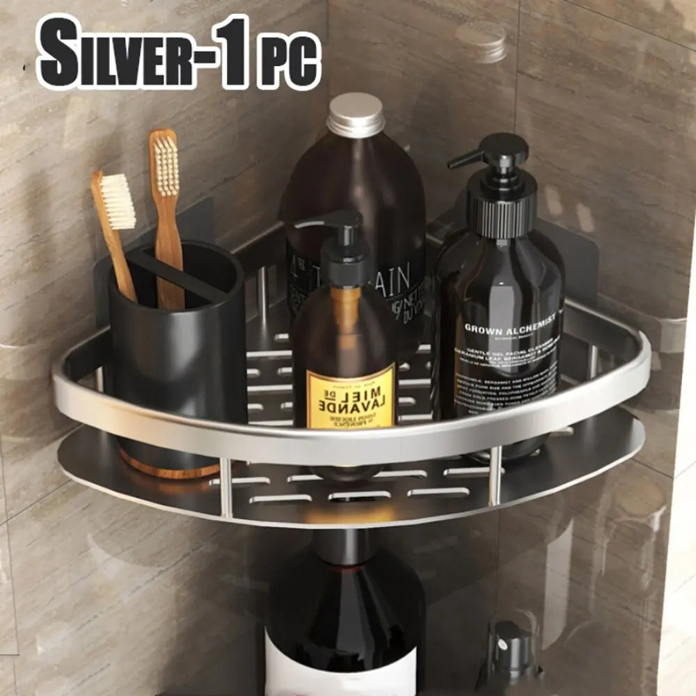 Wall Mounted Bathroom Shower Rack – Corner Shampoo & Towel Storage Shelf