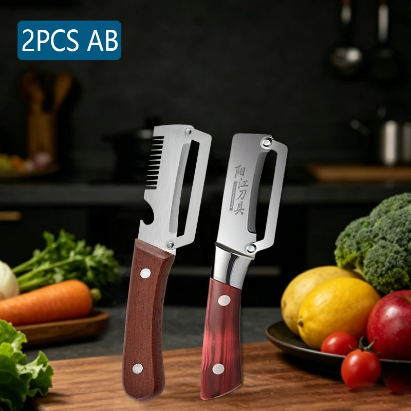 Multifunction Kitchen Peeler – Stainless Steel Vegetable Peeler, Fruit Paring Knife & 2-in-1 Bottle Opener