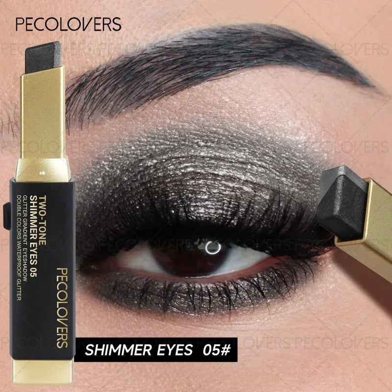 Crayon fard à paupières bicolore push-pull, plusieurs couleurs, application en un geste, waterproof et résistant à la transpiration