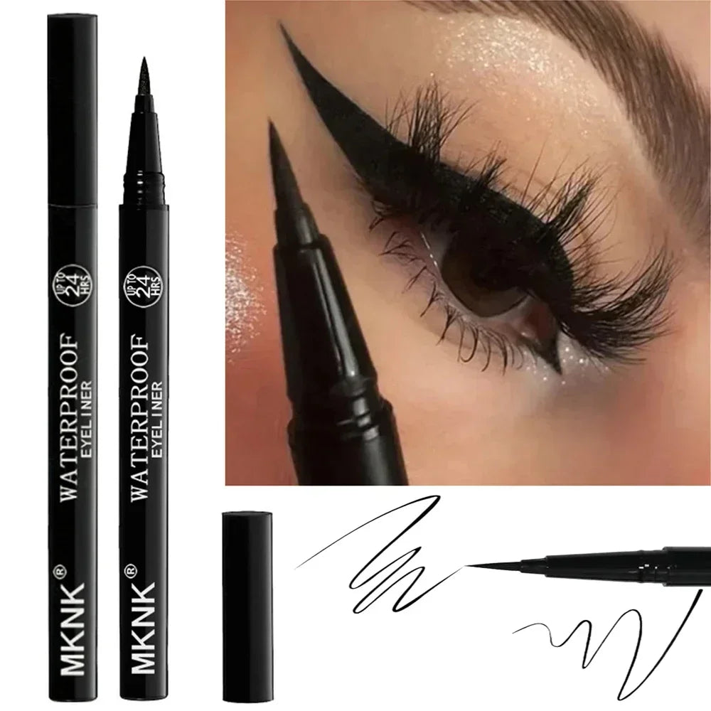 3 pcs Crayons Eyeliner Noir Étanches – Anti-Bavure, Longue Tenue, Facile pour Débutants, Crayon Sourcils en Bois, Maquillage Combiné