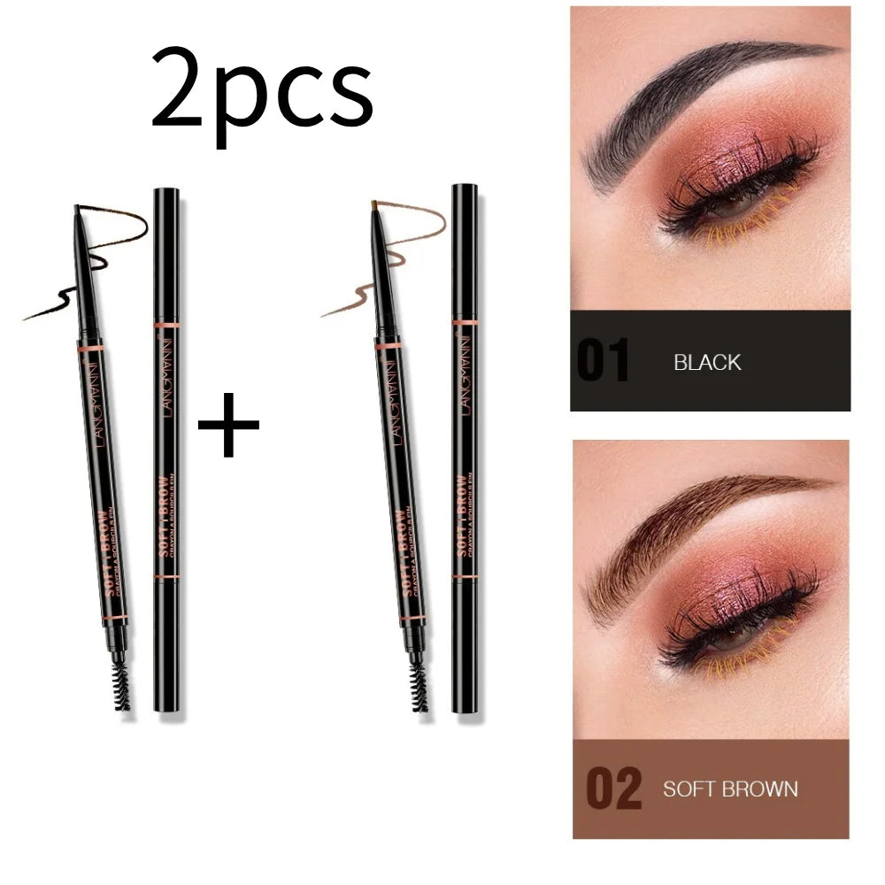 Crayon sourcils double embout rotatif 1,5 mm waterproof avec brosse