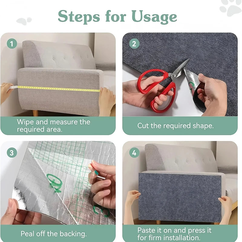 Self-Adhesive Cat Scratch Protector – Trimmable Furniture & Wall Protection Mat