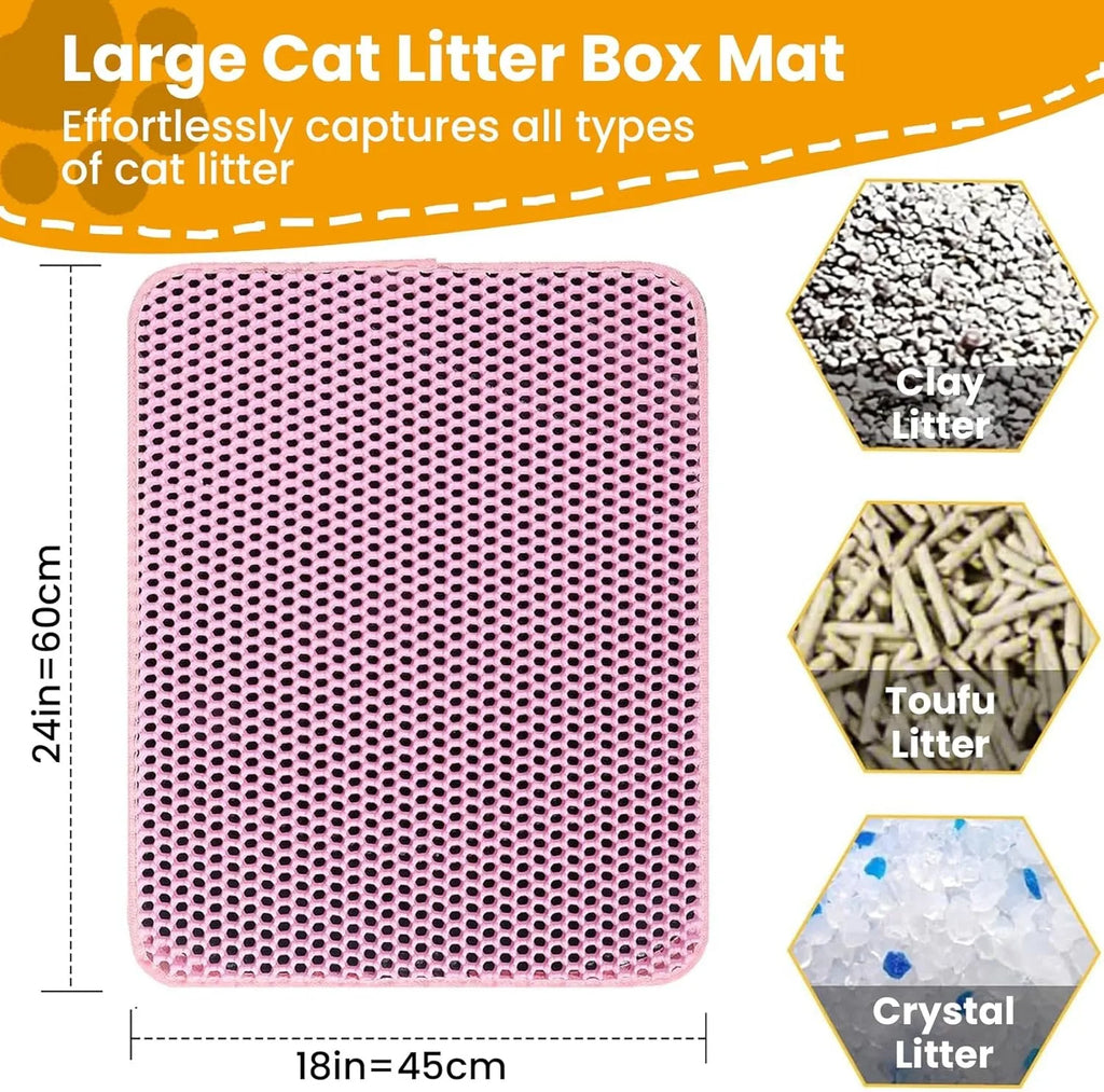 Large Double-Layer Cat Litter Mat – Waterproof Non-Slip Litter Trap