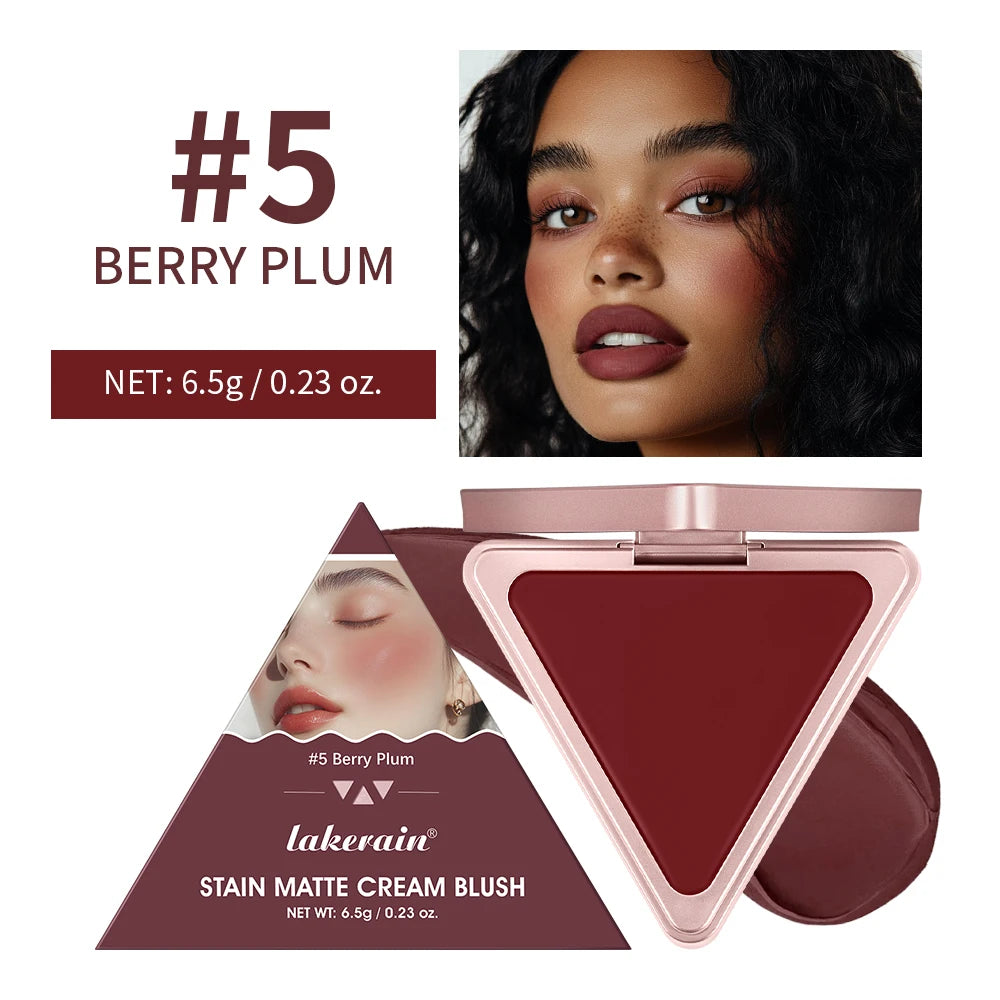 Blush crème triangulaire – Crème matte non grasse, facile à appliquer – Haute saturation de couleur, fini naturel rosé