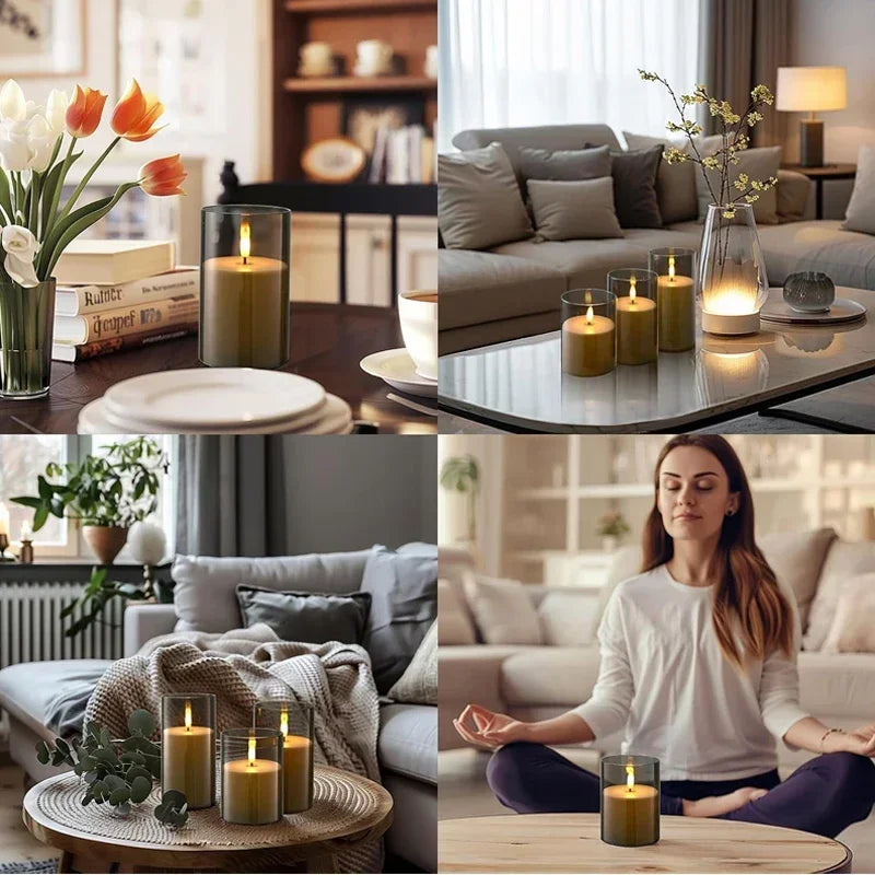 LED Flameless Candles with Remote & Timer – Flickering Acrylic Glass Candle Lights